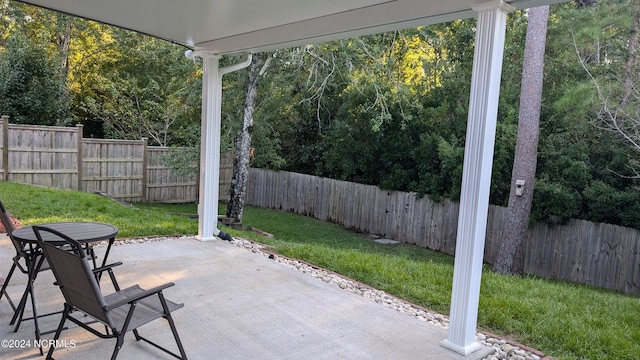 view of patio featuring a fenced backyard