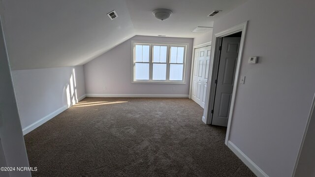 bonus room with carpet and vaulted ceiling