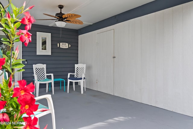 view of patio / terrace featuring ceiling fan