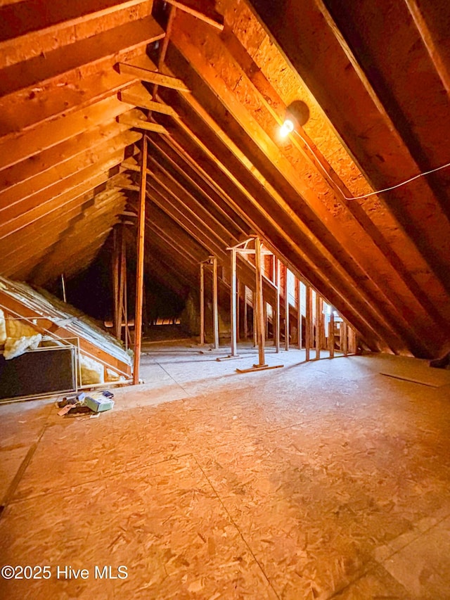 view of unfinished attic