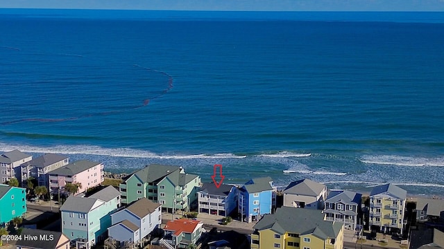 view of water feature with a view of the beach