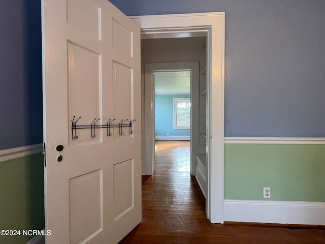 corridor featuring dark hardwood / wood-style floors