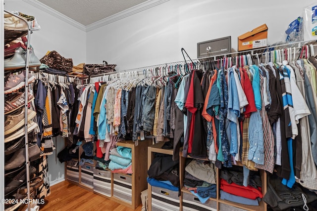 spacious closet with wood finished floors