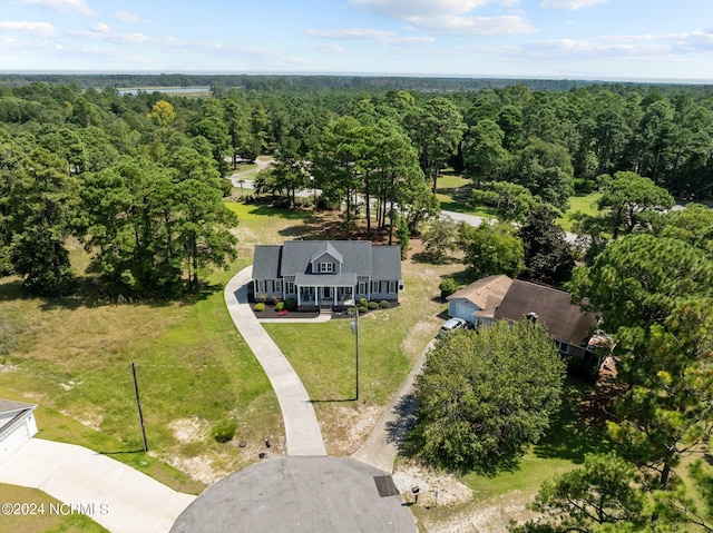 bird's eye view featuring a view of trees