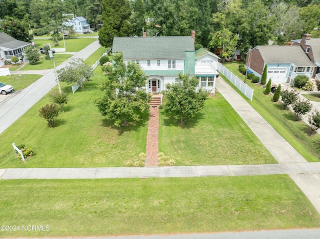 drone / aerial view with a residential view