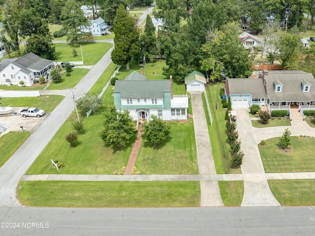 birds eye view of property with a residential view