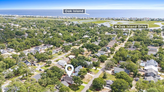 aerial view with a water view and a residential view