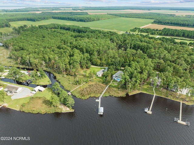 bird's eye view with a rural view and a water view