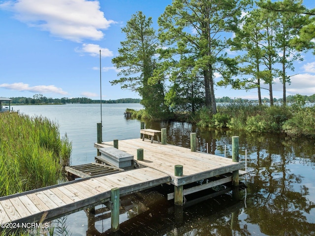 view of dock featuring a water view