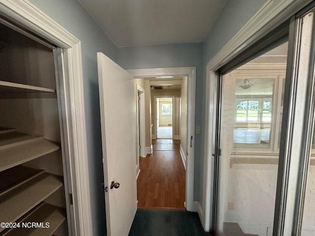 hallway featuring hardwood / wood-style floors