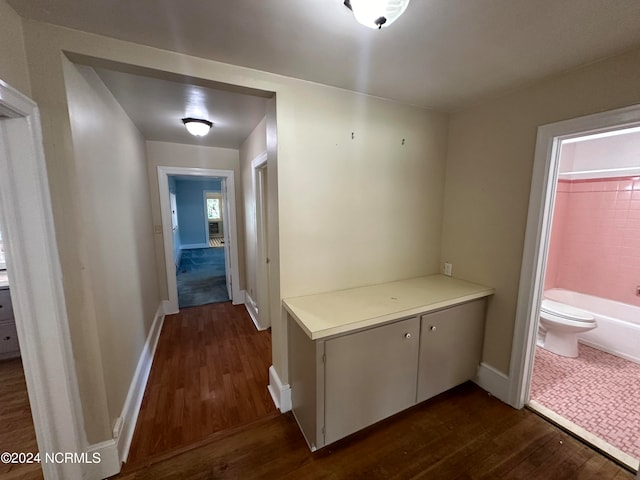 hall featuring dark wood-type flooring