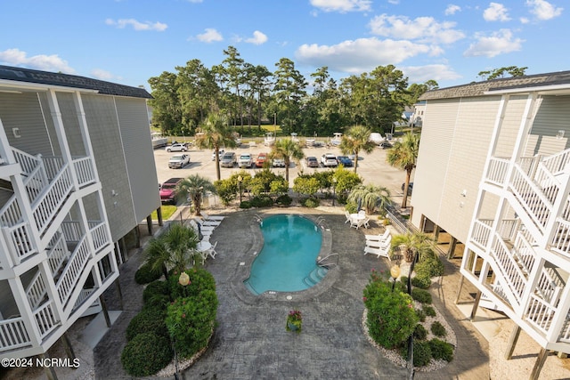 outdoor pool with a patio