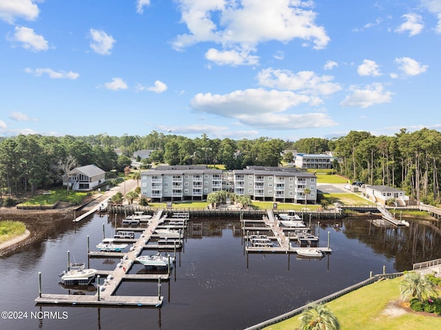 view of dock featuring a water view