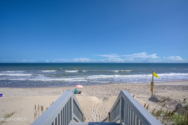 view of water feature with a view of the beach