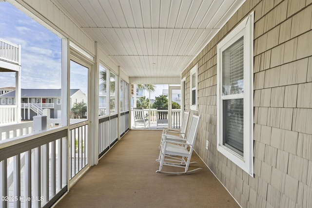 view of unfurnished sunroom