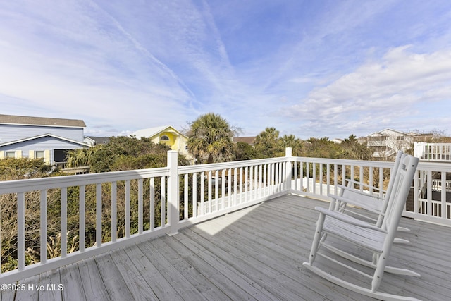 deck with a residential view