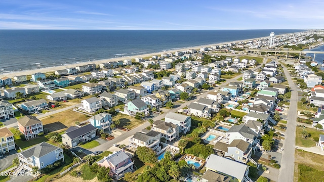 aerial view featuring a water view and a residential view