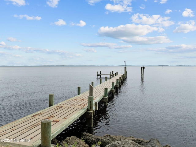 view of dock featuring a water view