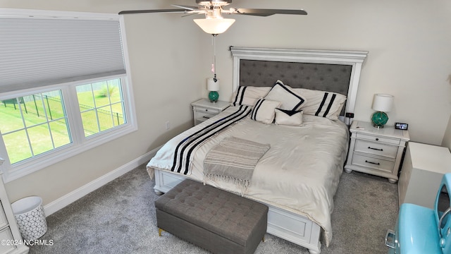 bedroom with carpet and ceiling fan