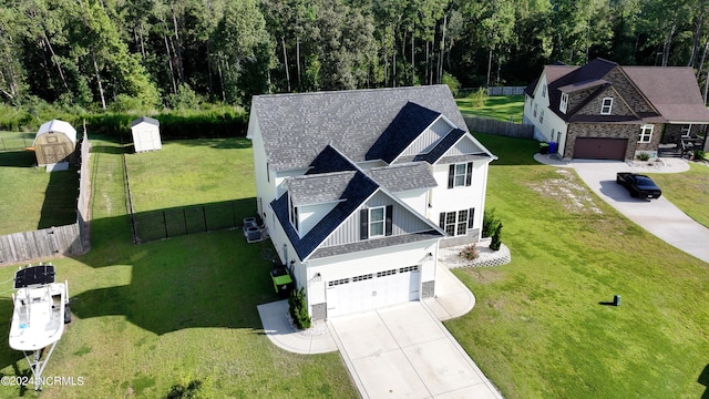 back of property featuring a patio and a lawn