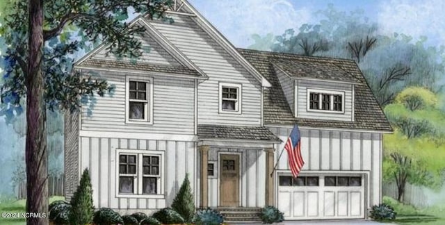 view of front of home with board and batten siding and driveway