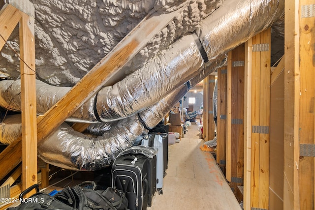 view of unfinished attic