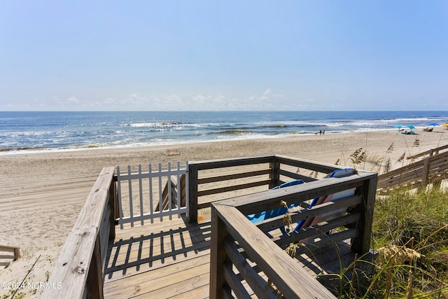 property view of water featuring a view of the beach