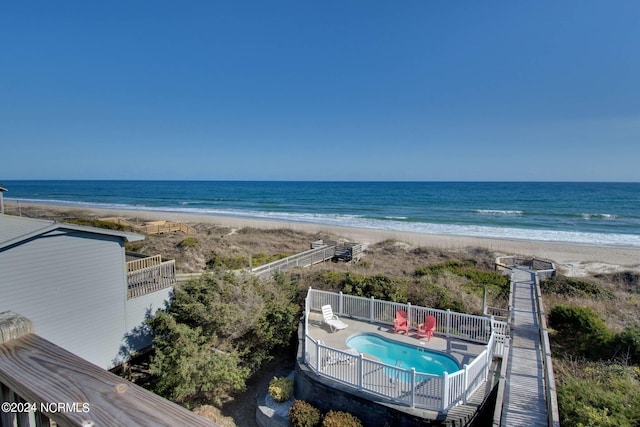 view of water feature with a view of the beach