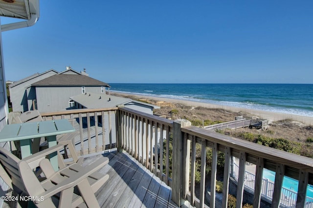 exterior space featuring a view of the beach