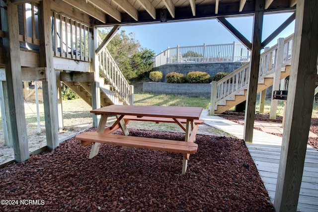 view of yard with a deck