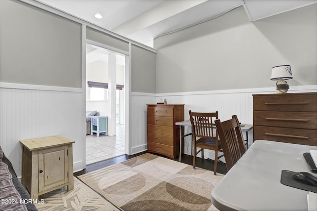 bedroom with light hardwood / wood-style flooring