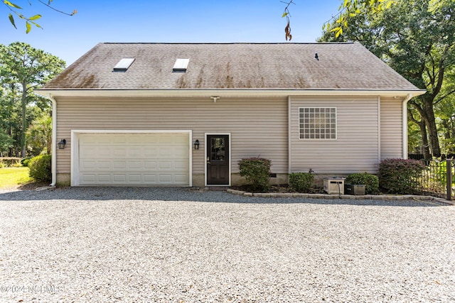 exterior space featuring a garage