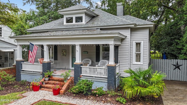 view of front facade featuring covered porch