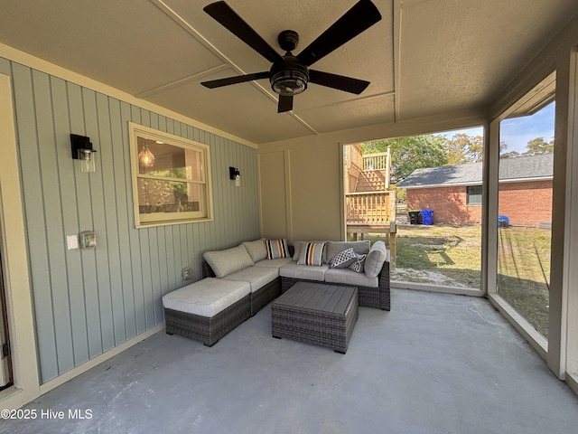31 Augusta Dr, Oak Island, NC 28465 - exterior space featuring an outdoor hangout area and a ceiling fan