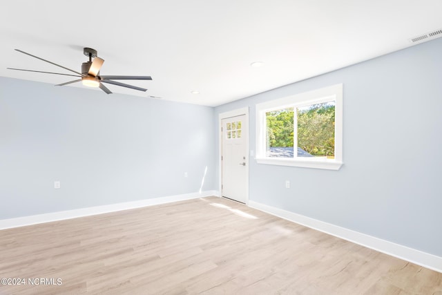 31 Augusta Dr, Oak Island, NC 28465 - empty room featuring visible vents, recessed lighting, light wood-style flooring, a ceiling fan, and baseboards