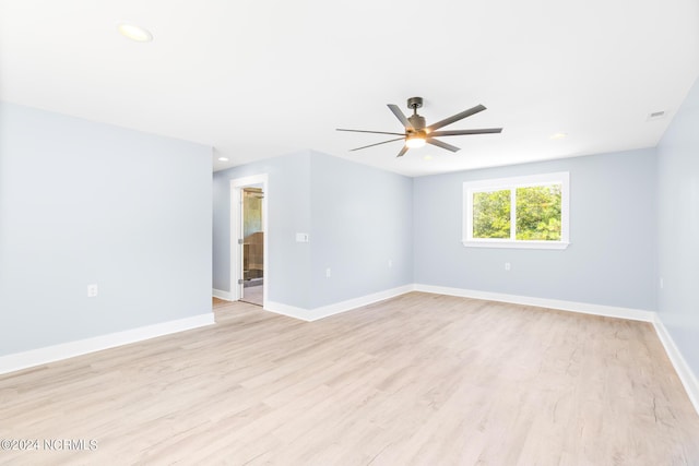 31 Augusta Dr, Oak Island, NC 28465 - spare room with light wood finished floors, visible vents, baseboards, ceiling fan, and recessed lighting