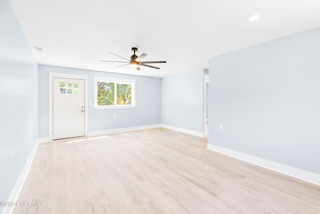 31 Augusta Dr, Oak Island, NC 28465 - interior space featuring a ceiling fan, recessed lighting, baseboards, visible vents, and light wood-type flooring