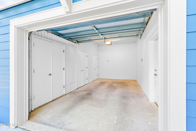 garage with a garage door opener