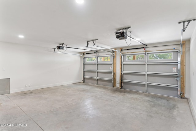 garage with a garage door opener