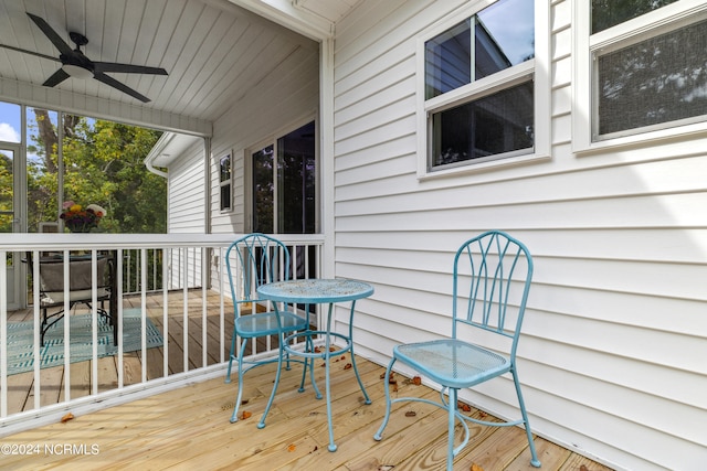 deck featuring ceiling fan