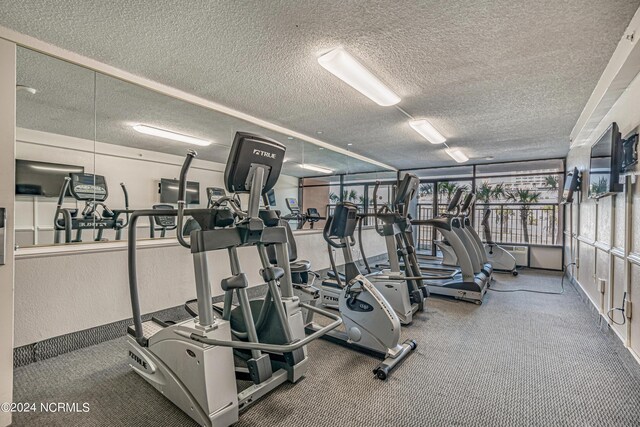 1501 S Ocean Blvd Unit 1235, Myrtle Beach, SC 29577 - workout area featuring a textured ceiling