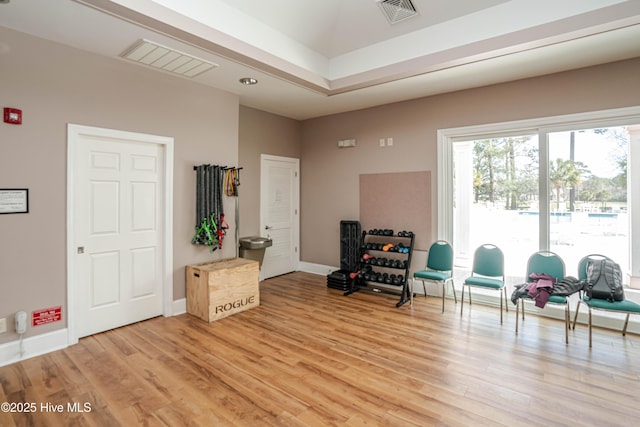 living area with light wood-type flooring