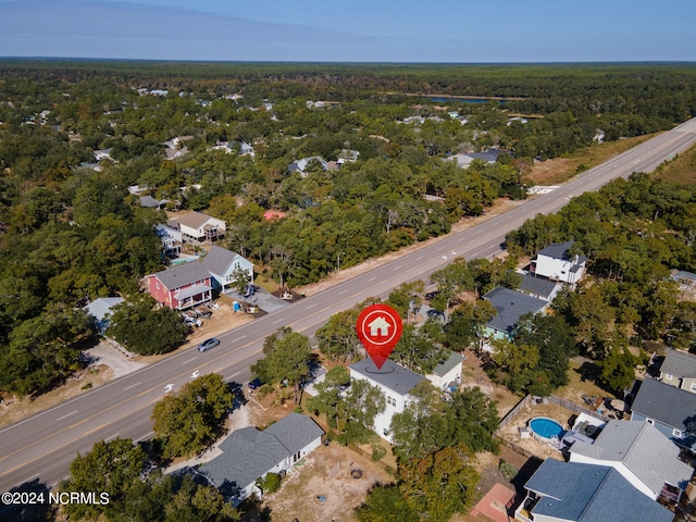 drone / aerial view with a forest view