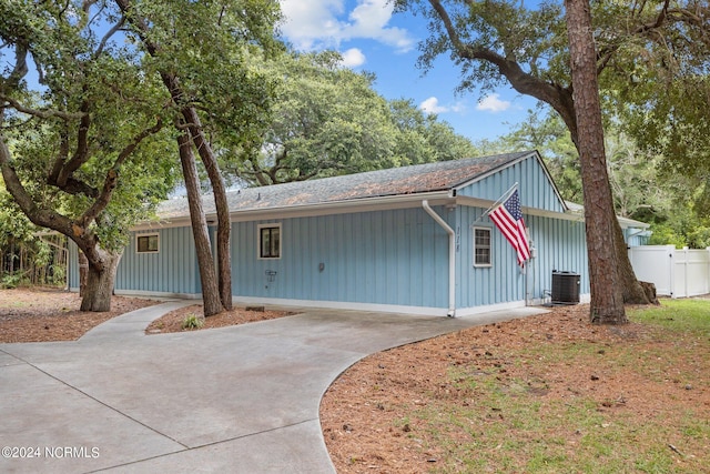 view of front of home with central AC