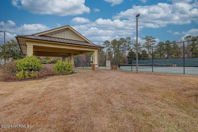 exterior space featuring a gazebo and a yard