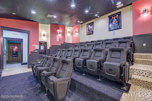 view of carpeted home theater room