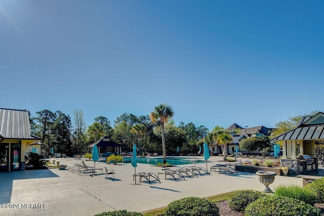 view of pool featuring a patio area