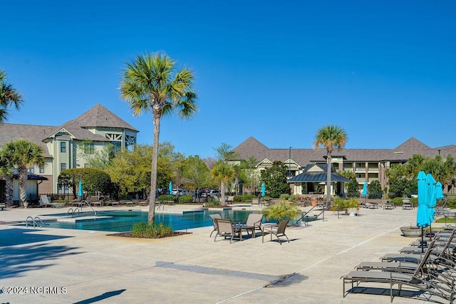 view of pool with a gazebo and a patio area