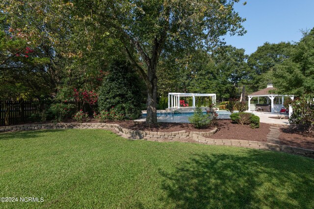 view of yard featuring a gazebo and a patio