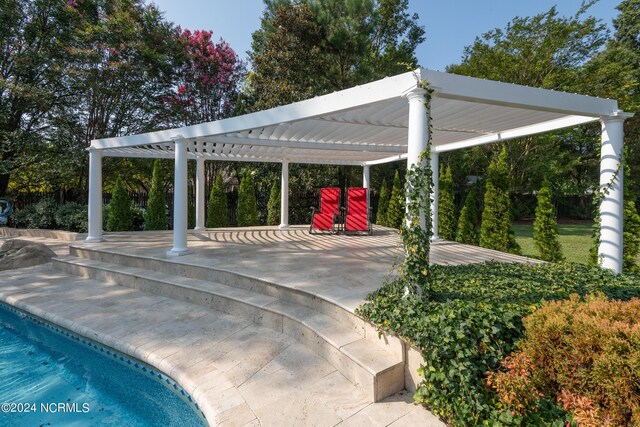 exterior space with a pergola